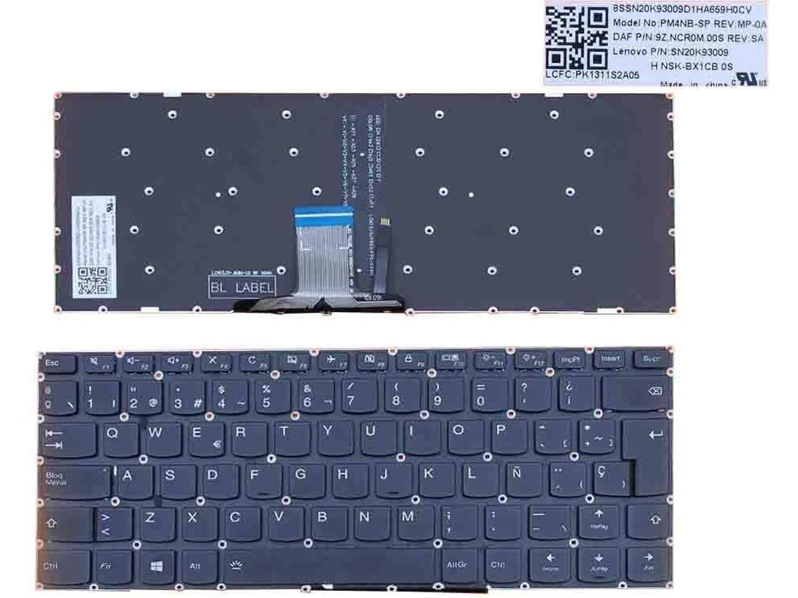 Teclado Backlight para Portátil Portátil Lenovo Ideapad 310S-14 310S-14Isk 510S-14Ikb 710S-14