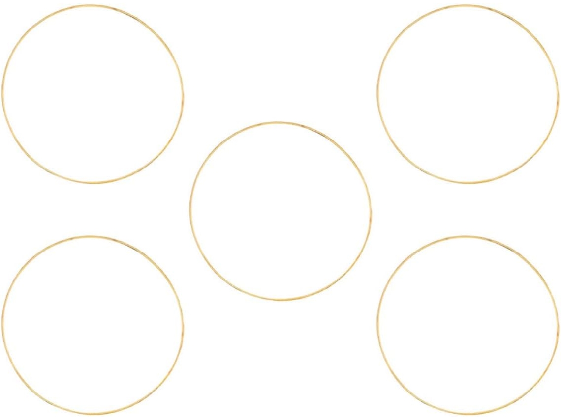 Conjunto De 5 Anéis De Metal Dourado, 30 Cm