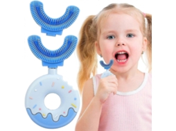 Escova de Dentes Infantil em Formato U, Macia, com Limpeza Completa 360°, Feita Silicone, para Crianças 2 a 8 An Os, Tamanho P, Azul Szrh A c GOKOCO