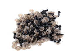 Olhos Boneca Plástico Preto 9mm Seguros
