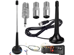 Antena Telescópica Para Rádio Dab Fm, 3 Adaptadores E Cabo De Extensão M, Antena De Rádio Digital, Antena De Rádio Para Uso Interno, Base Magnética