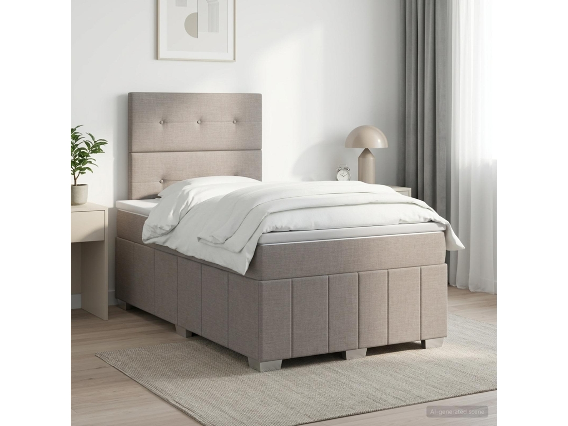 Vidaxl Cama Box Spring Com Colchão Cinzento-acastanhado 120 X 200 Cm