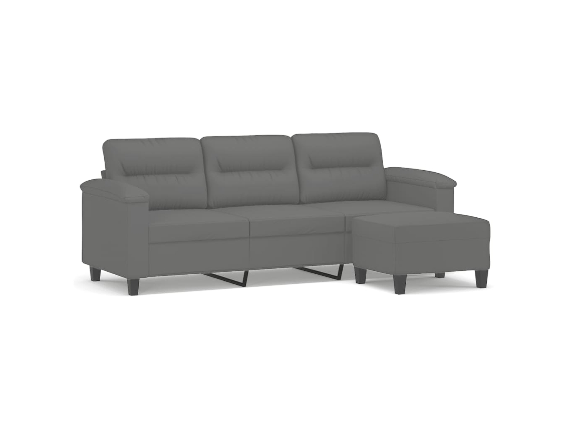 3-seater Sofa With Footstool, 3-seater Sofas With Footstools Vidaxl Cinzeto Microfibra (n/a)