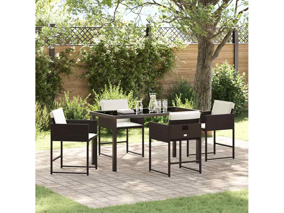 Vidaxl Conjunto De Jantar Para Jardim 5 Unid. Castanho Vime Pe