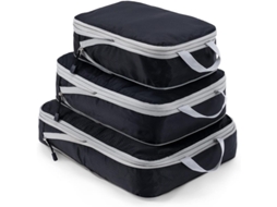 Cubos De Empacotamento Compressível Para Mala, 3 Peças Organizador Leve Para Viagem Com Tamanhos Diferentes (preto)