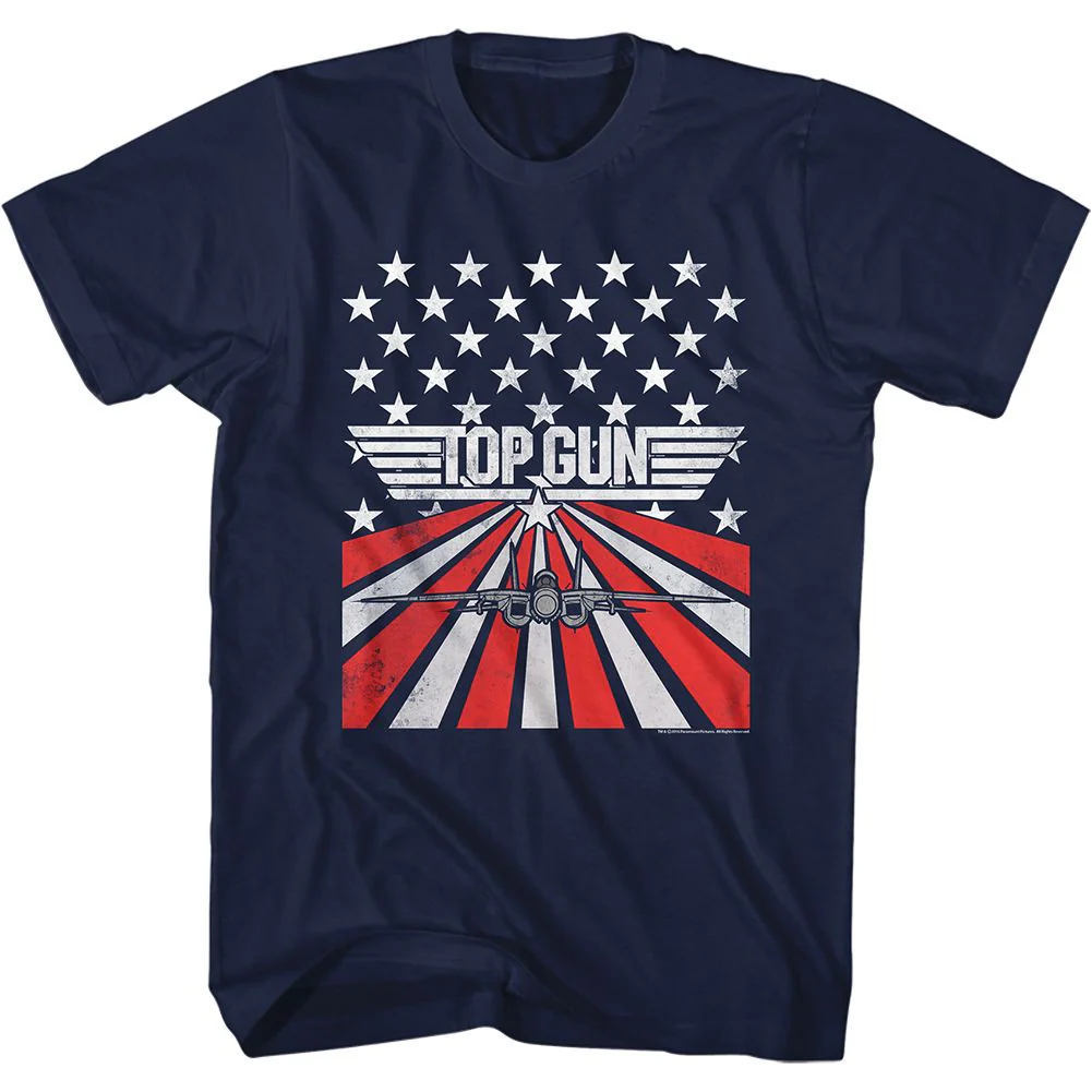 Unisex Adult T-shirt Rockinstone Top Gun Movie Stars And Stripes Navy Sizexxl