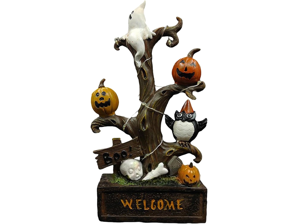 Escultura Árvore De Boas-vindas Com Figuras De Halloween E Led |