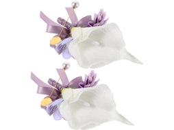 Conjunto De 2 Broches De Lapela Em Tecido Com Lírio-de-cala Roxo, Broches Decorativos Leves Para