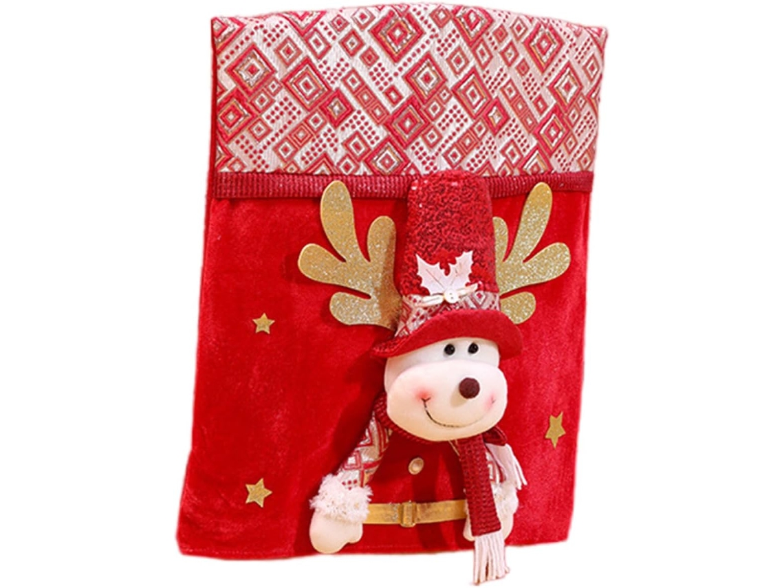 Capa Para Cadeira De Festa Com Papai Noel E Boneco De Neve, Tecido Macio Não Tecido, Fácil De Instalar