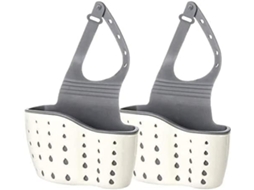 Organizador Pia Cinza 2 Peças, Porta Esponja, Saboneteira de Silicone e Plástico, Torneira Organizador Ajustável com Orifí -aquaforge