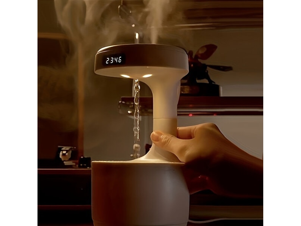 Lurelia Humidificador Antigravidade Usb Com Relógio E Luz Noturna Para Casa