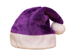 2026 gorro de Papá Noel de Pelo Blando Corto para Adultos Navideño Largo Grueso Morado 40x30cm