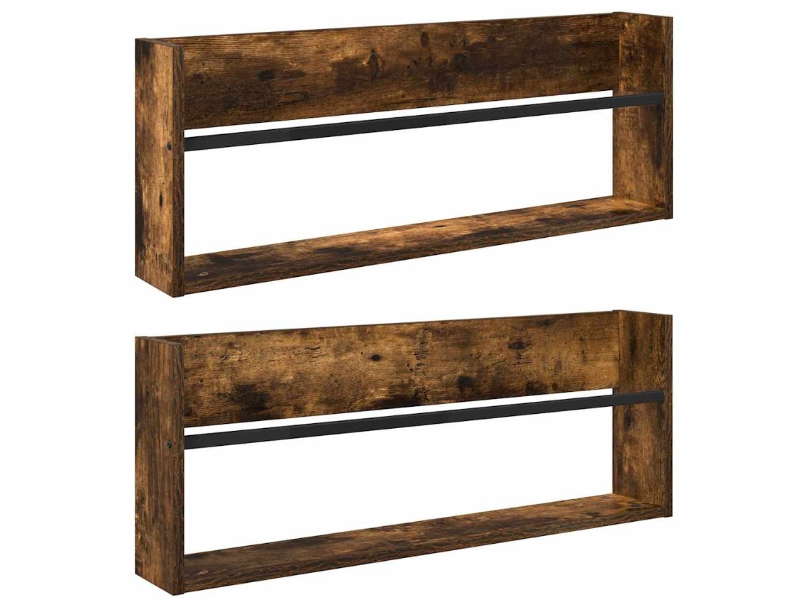 Conjunto de Estantes de Revistas 2 Pcs Carvalho Defumado 80x12x30 cm MAISON EXCLUSIVE