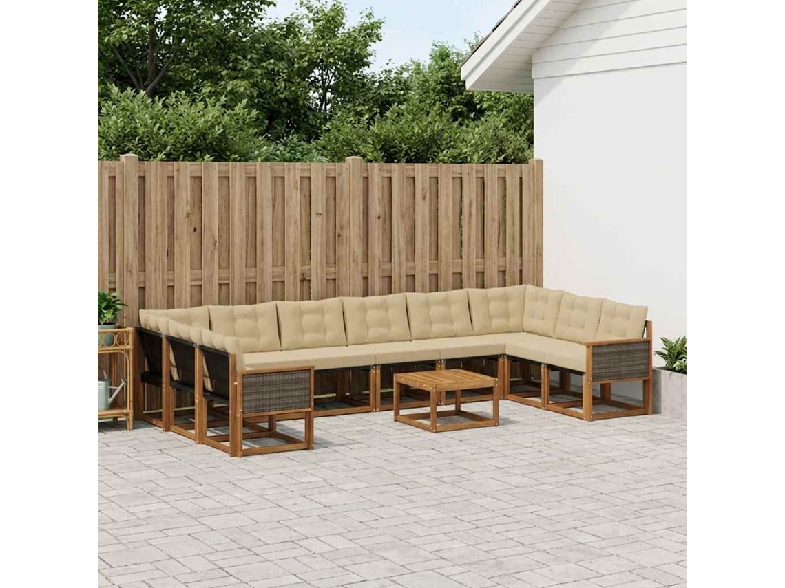 Vidaxl Conjunto De Sofás Para Exterior 11 Unid. Natural E Bege