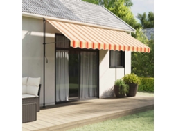 Vidaxl Tecido De Substituição Para Sanefa De Toldo 380x20 Cm Riscas Amarelo/laranja