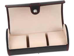 Caixa Para 3 Relógios, Design Vintage Elegante, Portátil Em Couro Pu Preto
