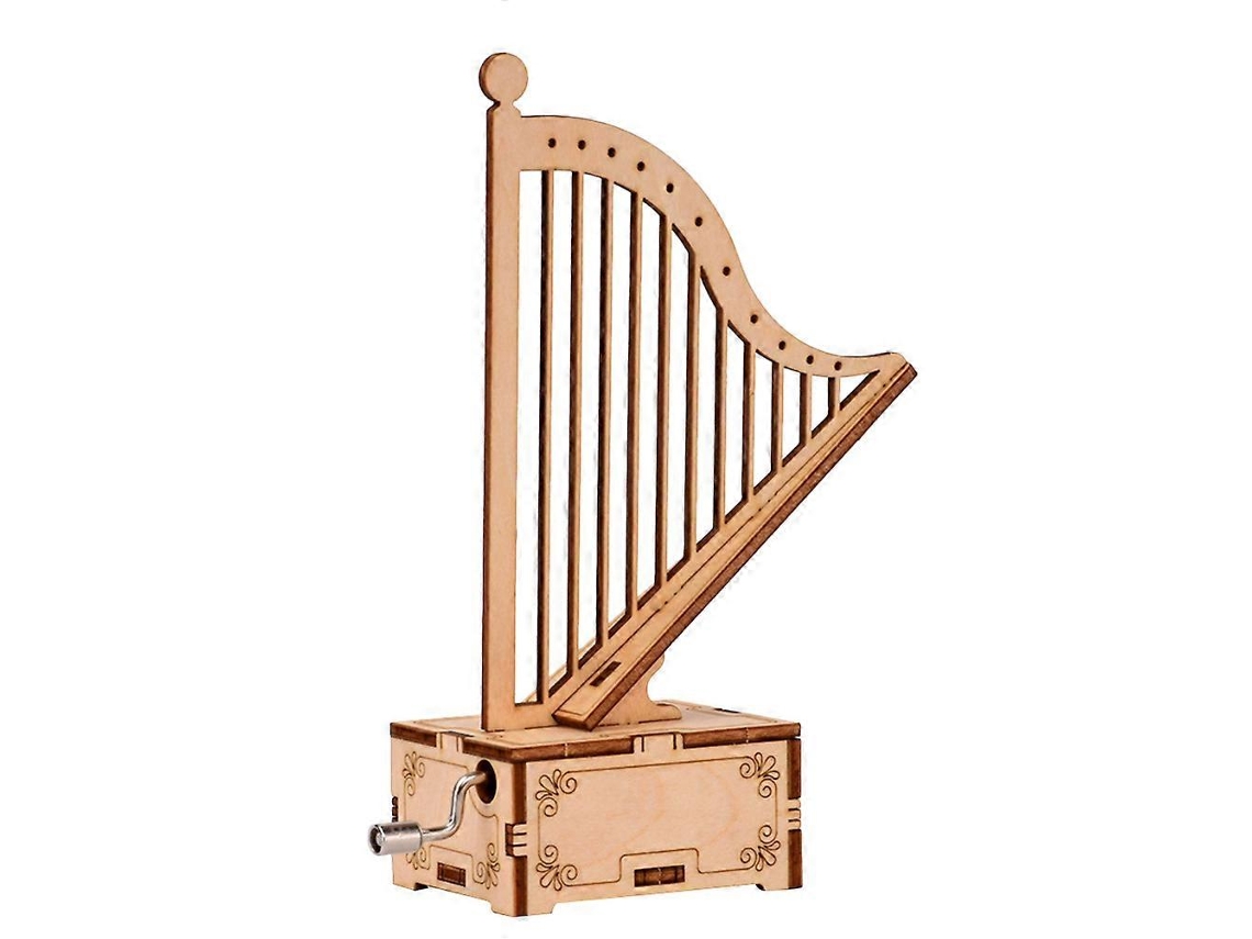 Caixa de Música Artesanal em Formato de Harpa em Madeira para Montar Ideal para Crianças AQUAFORGE (não aplicável)