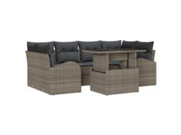Conjunto 7 Sofá De Jardim Vidaxl Cinzento Vime Pe (234 X 124 X 85 Cm)