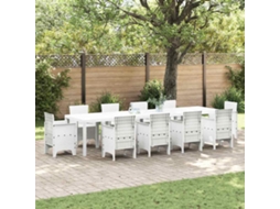 Vidaxl Mesa De Jardim Branco 350 X 100 X 74 Cm Vime Pe