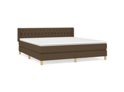 Cama com Molas e Colchão 180x200 cm Tecido Castanho Escuro MAISON EXCLUSIVE