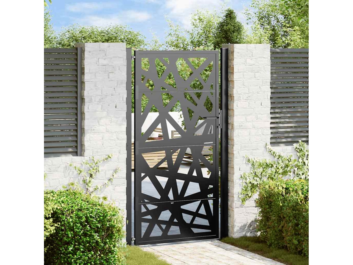 Vidaxl Portão De Jardim Preto 100x175 Cm Aço Design Leve