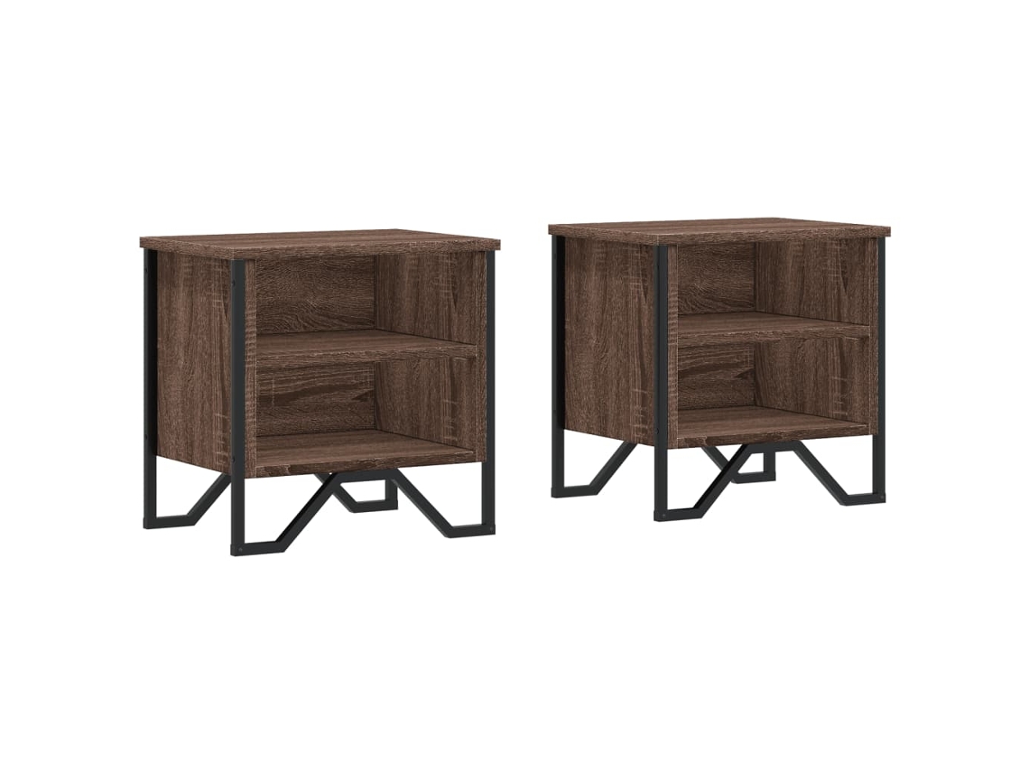 Bedside Cabinet, Bedside Cabinets Vidaxl Marrom Madeira Processada (n/a)