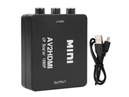 Mini Av Para Hdmi, Saída 1080p 60hz, Conversor De Vídeo Hd Com Cabo Usb, Preto. Aquaforge