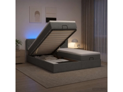 Vidaxl Cama Ottoman Com Colchão E Led Cinzento-escuro 200 X 200 Cm