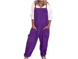 Monos para Mulher, casual, de algodão e linho, roxo, tamanho XXXL S/MARCA