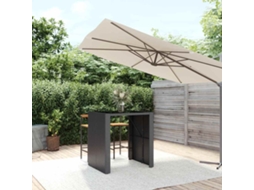 Vidaxl Mesa De Bar Com Tampo De Vidro 105x80x110 Cm Vime Pe Preto