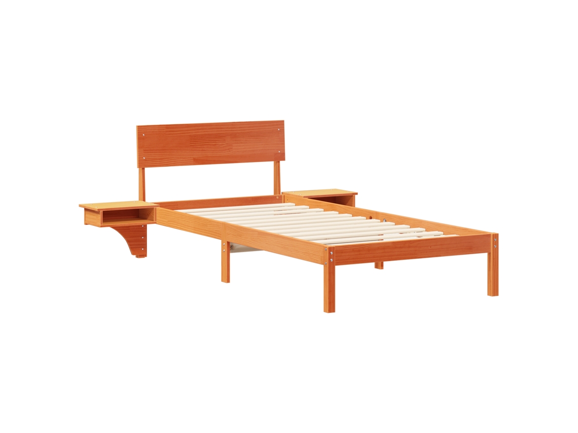 Conjunto 1 Estrado De Cama Plataforma Vidaxl Castanho Madeira De Pinho Maciça (90 X 190 Cm)