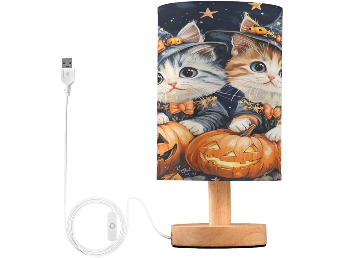 Abajur De Cabeceira Skyshu Em Formato Gato Fofo Para O Halloween, Pequeno Abajur De Mesa Led, Abajur De Cabeceira Usb
