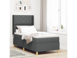 Cama Box Spring Com Colchão Cinza Escuro 100x200 Cm Tecido