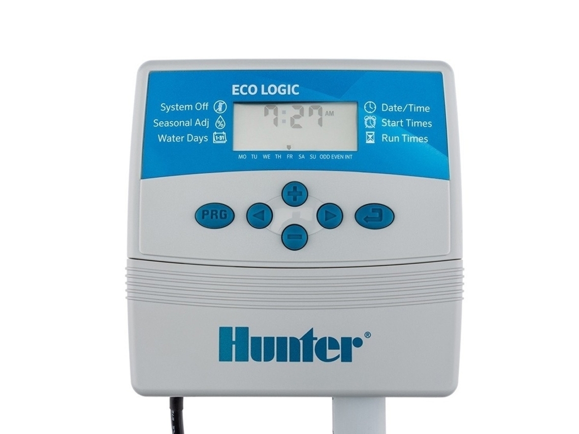 Programador de irrigação elétrico Eco Logic 4 estações Interior HUNTER Programador elétrico que permite controlar até 4 zonas de irrigação com
