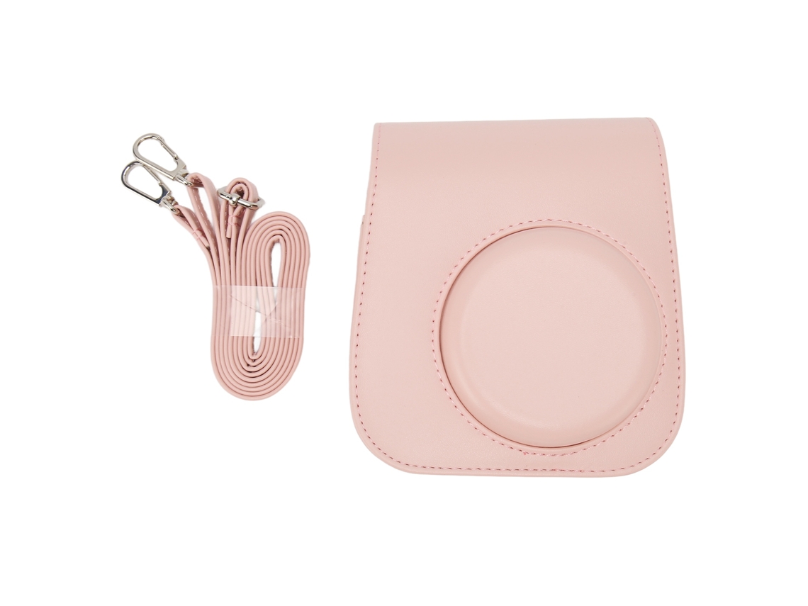 Capa de Câmera Protetora de Couro Pu Cor Solida com Cinto Ajustável para Camping Viagem Rosa S/MARCA