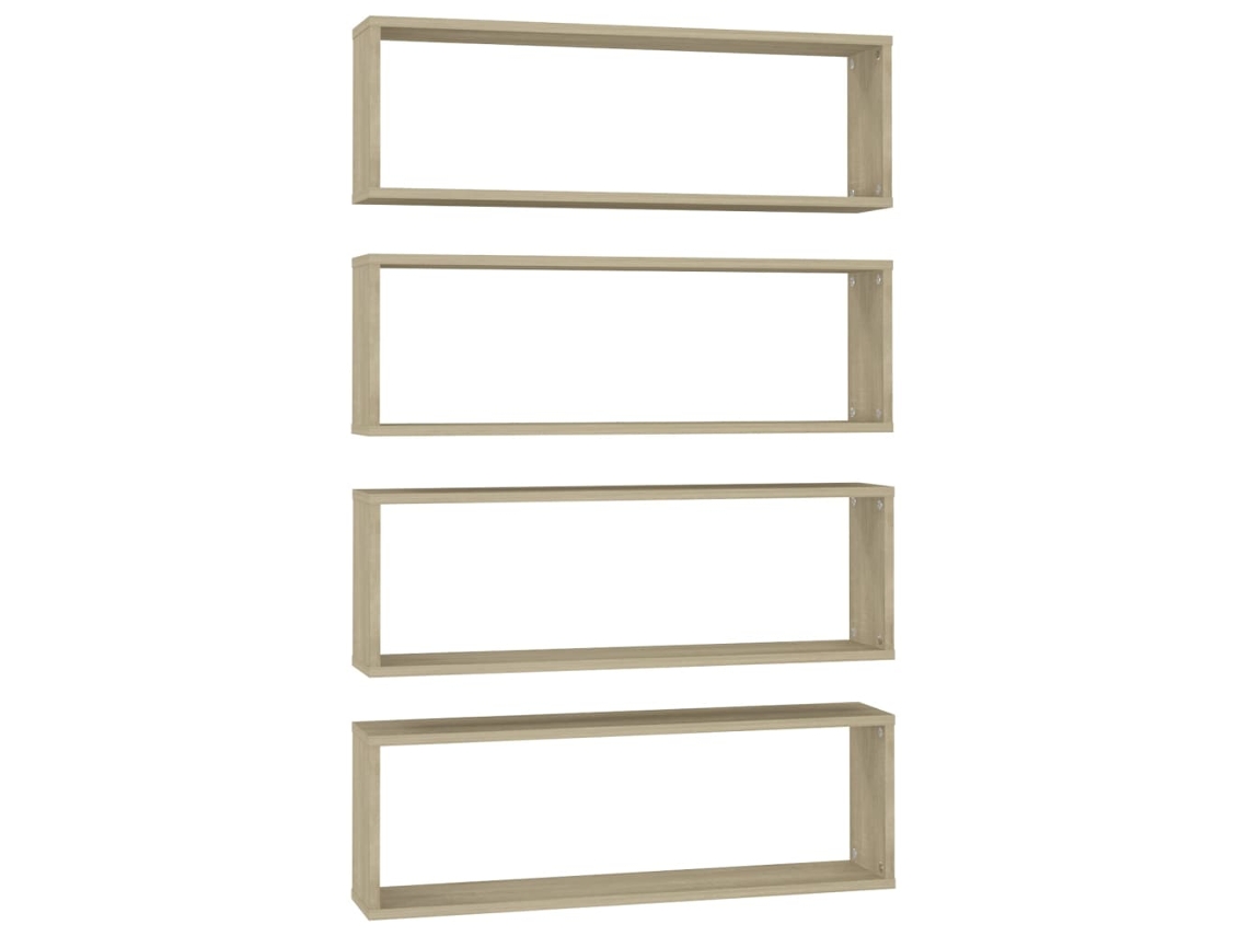 Conjunto de 4 Prateleiras de Parede Cúbicas MAISON EXCLUSIVE Deriv. Madeira 80x15x26,5 cm