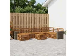 Vidaxl Conjunto De Sofás Para Exterior 9 Pcs Natural