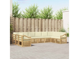 Vidaxl Conjunto De Sofás Para Exterior 10 Unid. Branco E Creme