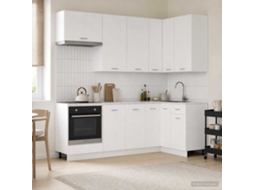 Vidaxl Unidade De Cozinha Lyon 8 Pcs Branco Derivados De Madeira