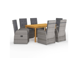 Vidaxl 7 Pcs Conjunto De Jantar De Jardim Cinzento