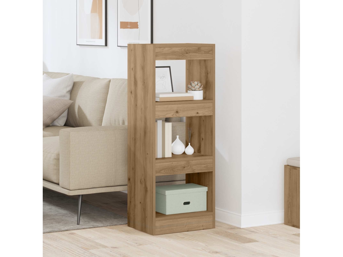 Vidaxl Gabinete De Livros 3 Níveis 37 X 30 X 103 Cm Carvalho Artisiano