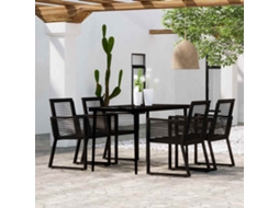 Vidaxl 5 Pcs Conjunto De Jantar Para Jardim Preto