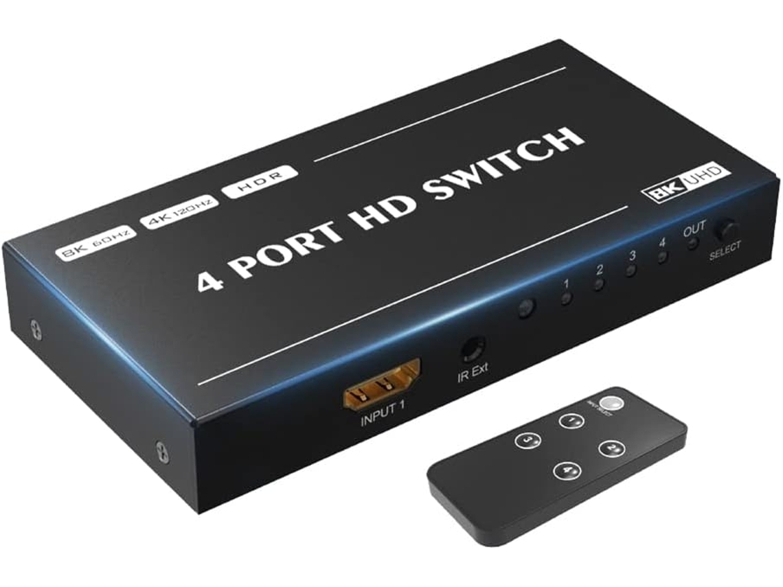 1 Conjunto De 4 Portas Compatíveis Com Switch Em Splitter, Saída 8k 60