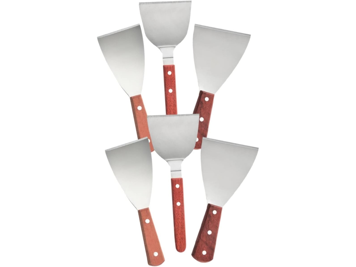Conjunto De 6 Espátulas Para Bife Com Cabo, Utensílio De Cozinha Portátil Para Cozinhar E Fazer Churrasco, Acessório