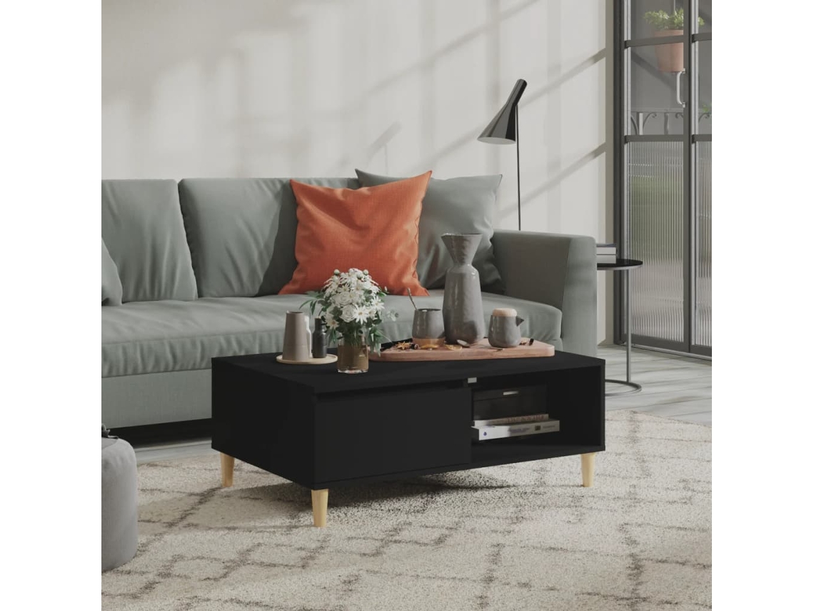 Vidaxl Mesa De Centro 90x60x35 Cm Derivados De Madeira Preto