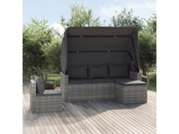Vidaxl 4 Pcs Conjunto Sofás De Jardim C/ Almofadões Vime Pe Cinzento