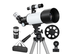 Telescópio Astronômico 70mm Suporte Smartphone Tripé Observação Preto Branco