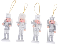 Conjunto de 4 Figuras Madeira Quebra Nozes, Bonecos Soldados para Decoração Natal, Mesa Festas, CHABERLU