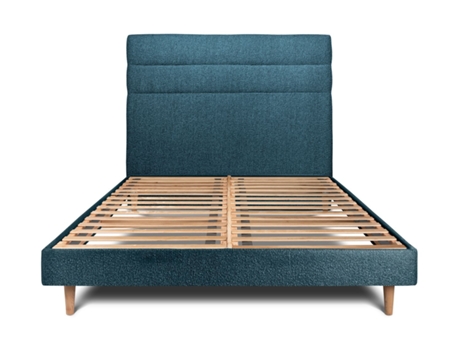 Cama com Cabeceira Linha Bouclette SOMMEIL_DE_PLOMB Tecido Azul (200x200cm)