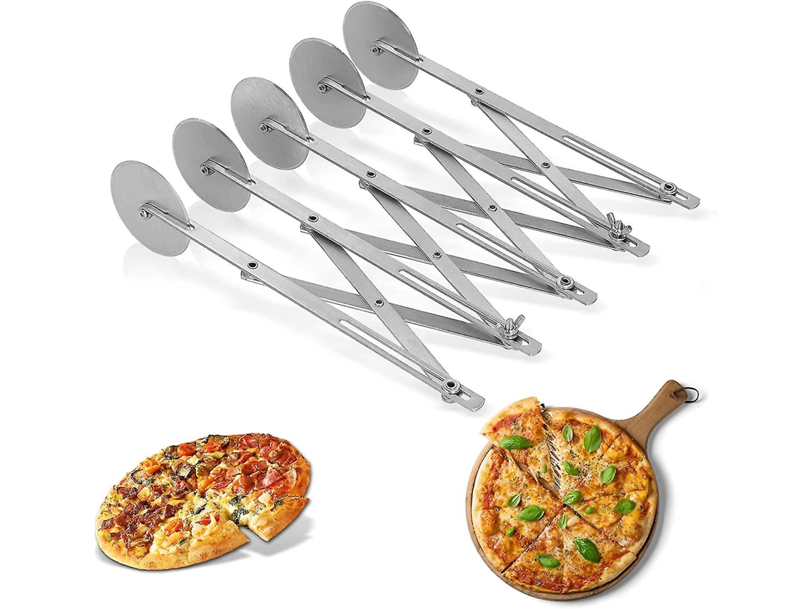 Cortador de Pizza com Rodas Ajustáveis 3/5/7, Aço Inoxidável para Massa, Brownies e Bolos, Divisor de Confeitaria para Assados 5 Rueda